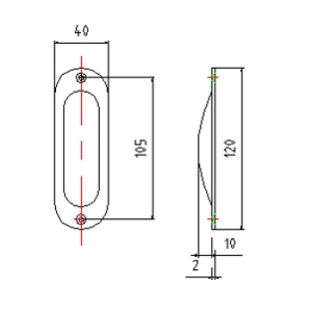 slim sliding door grip 620R, oval shaped