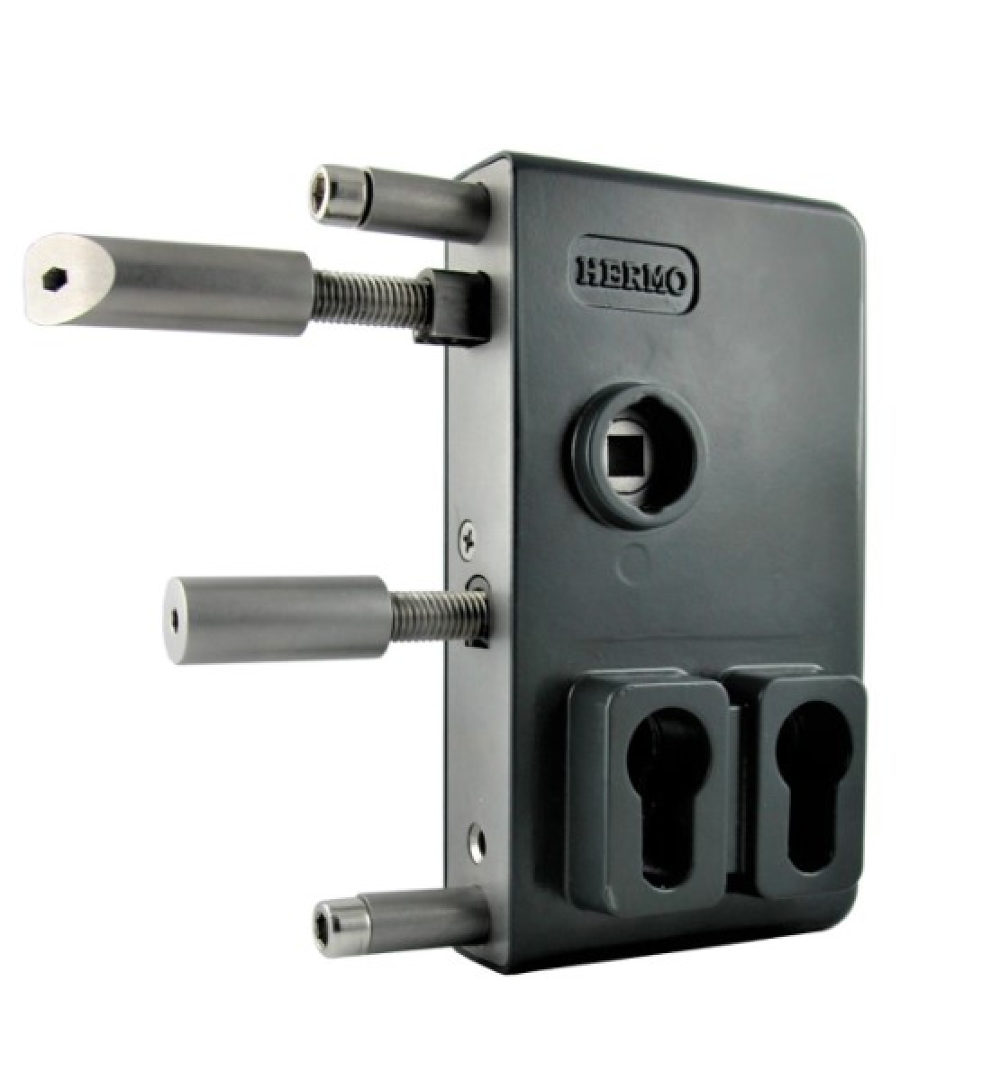 Swing gate lock GTS 2 double profile cylinder gray RAL 7016 handle no. 1010