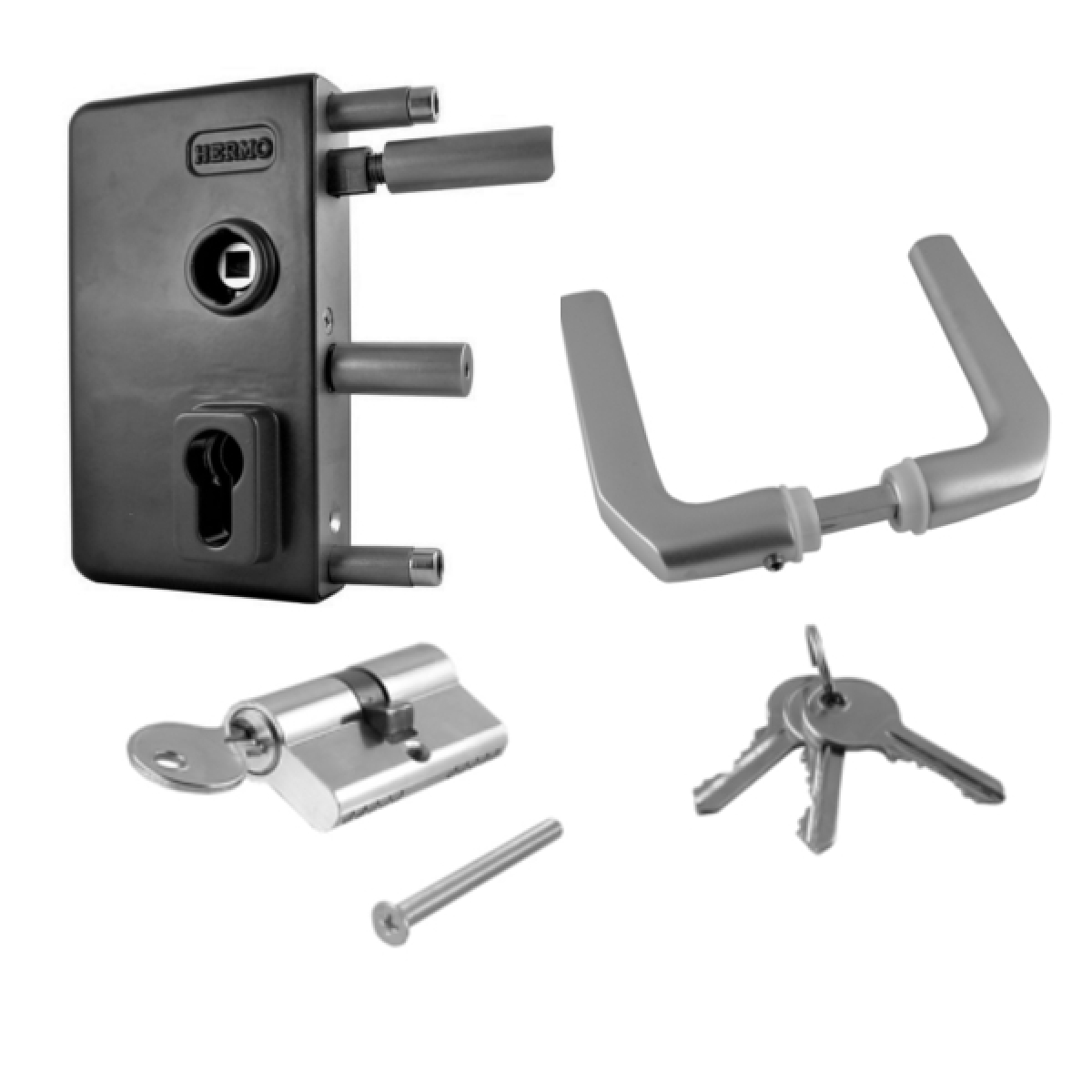 Swing gate lock GTS 2 black RAL 9005 handle no. 1047