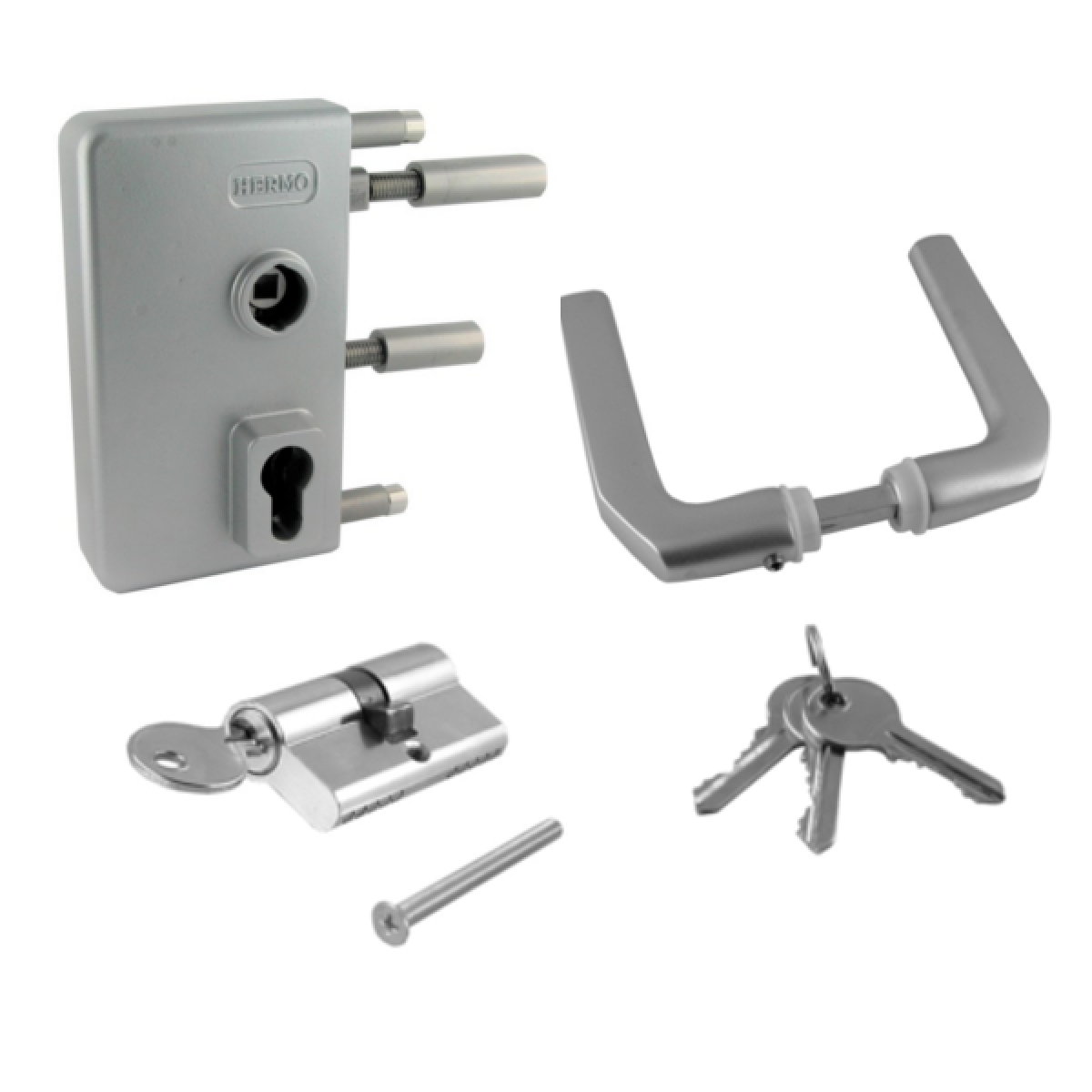 Swing gate lock GTS 2 silver handle no. 1047